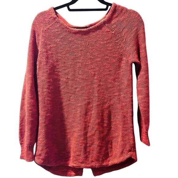 Sparrow Anthropologie Linen Button Back Burnt Orange Tunic Sweater Size Small - Picture 2 of 6